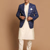 Men's Cream Viscose Straight Jacket  Kurta and Pyjama Set