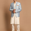 Men's Cream Viscose Straight Jacket  Kurta and Pyjama Set