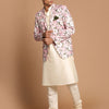 Men's Cream Viscose Straight Jacket  Kurta and Pyjama Set