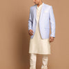 Men's Cream Viscose Straight Jacket  Kurta and Pyjama Set