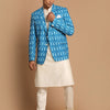 Men's Cream Viscose Straight Jacket  Kurta and Pyjama Set
