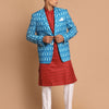 Men's Maroon Cotton Blend Straight Jacket  Kurta and Pyjama Set