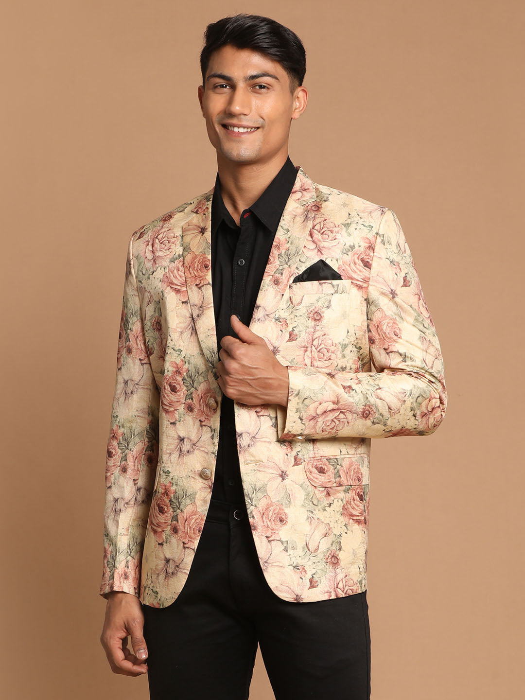 Men's Maroon Cotton Blend Straight Jacket  Kurta and Pyjama Set