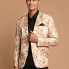 Men's Maroon Cotton Blend Straight Jacket  Kurta and Pyjama Set