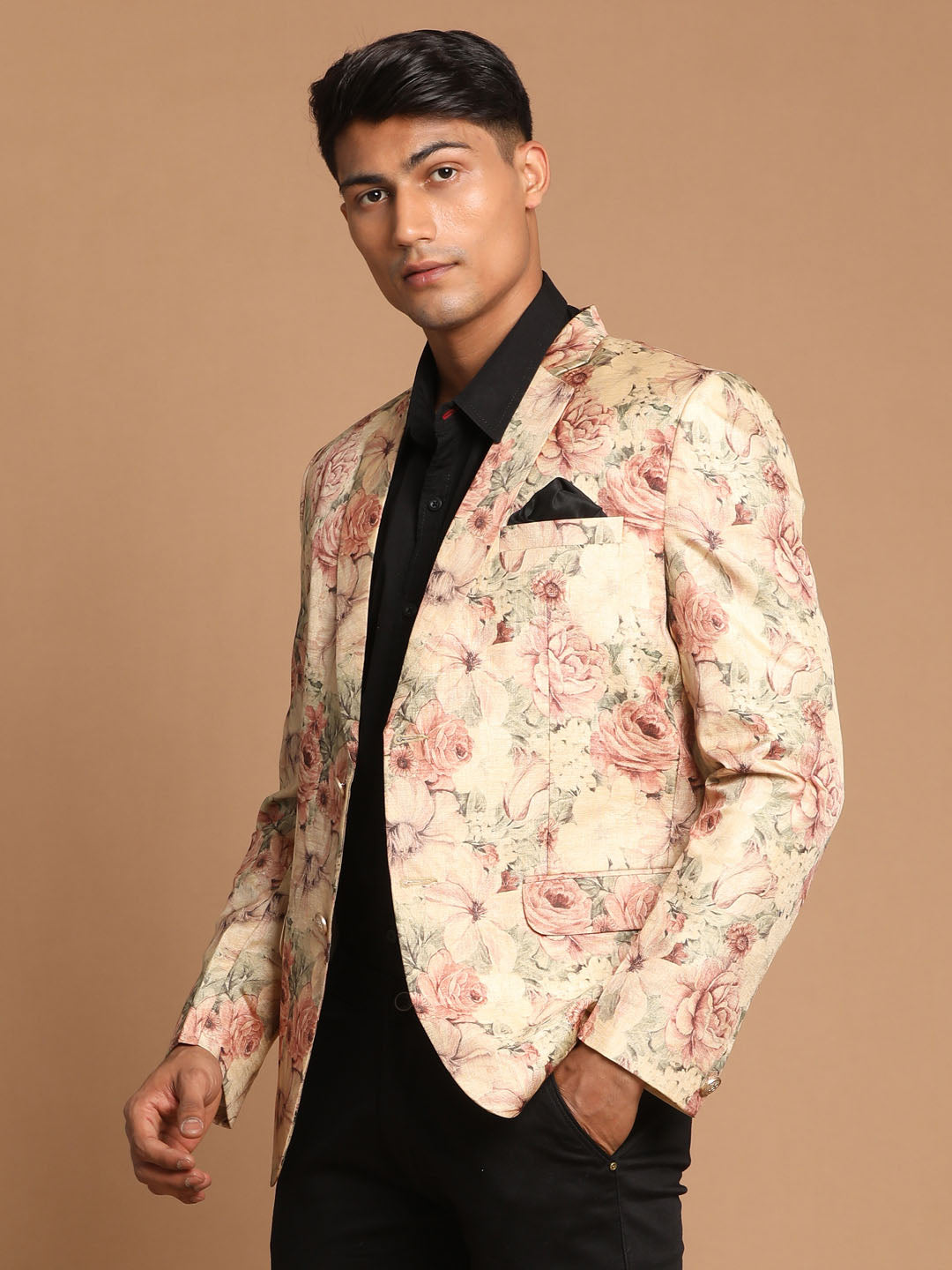 Men's Maroon Cotton Blend Straight Jacket  Kurta and Pyjama Set