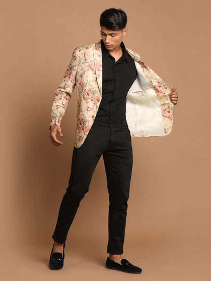 Men's Maroon Cotton Blend Straight Jacket  Kurta and Pyjama Set