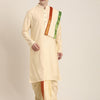 Men's Cream Viscose Straight Kurta Dhoti And Dupatta Set