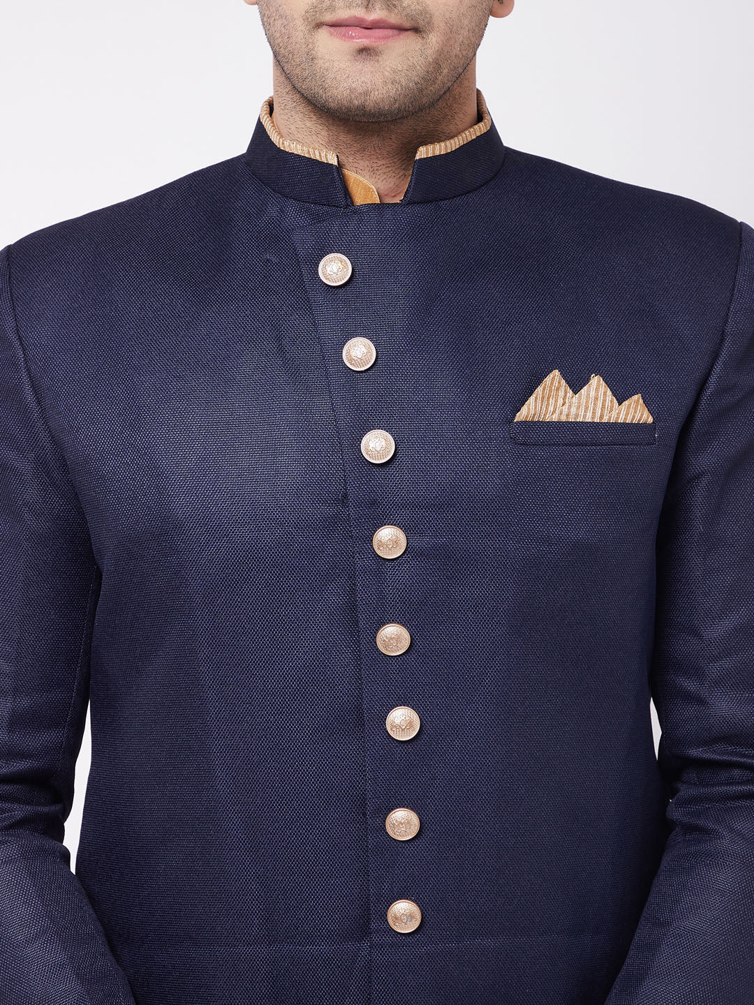 Men's Black Silk Blend Straight Jacket  Kurta and Dhoti Set