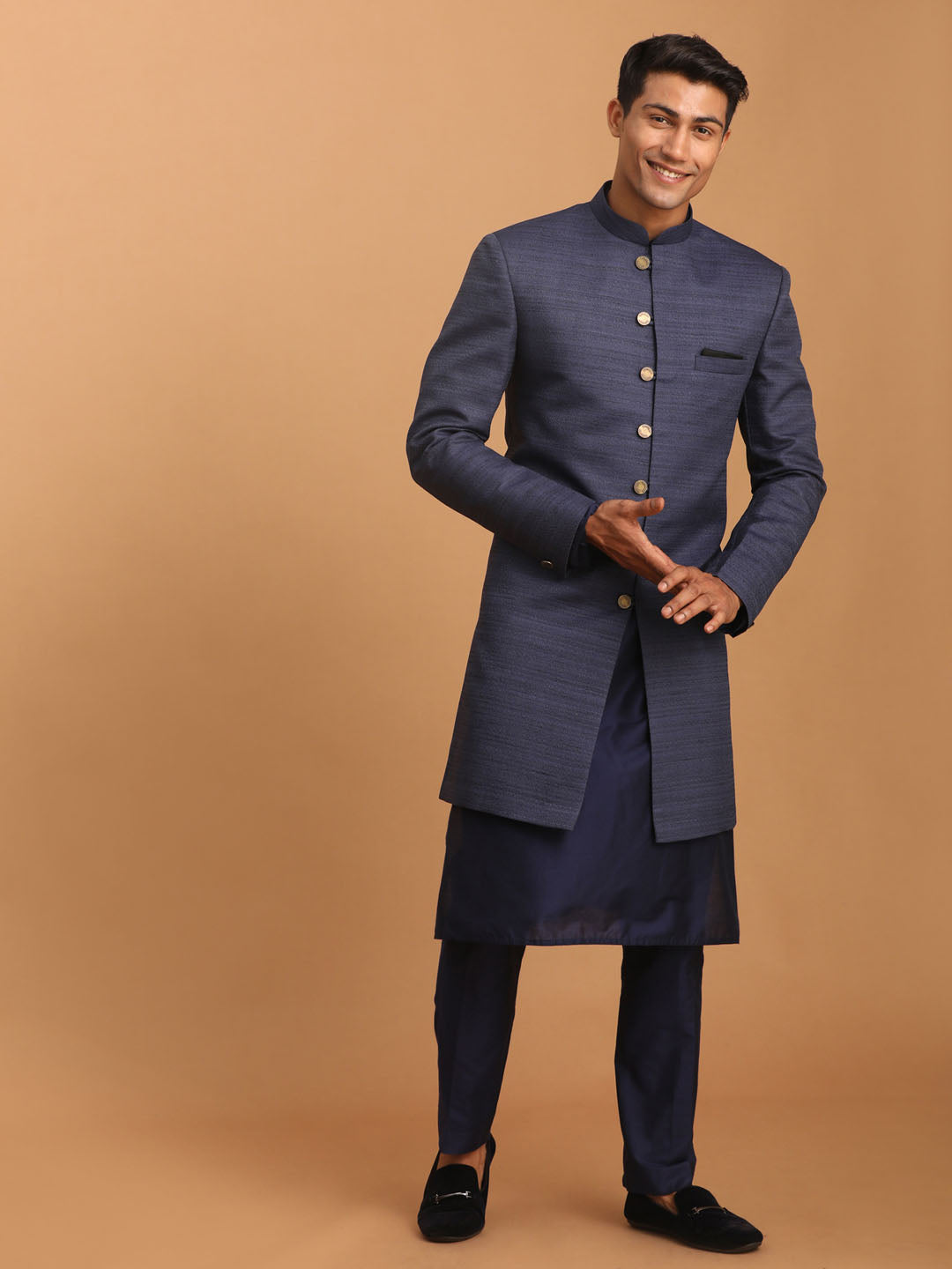 Men's Black Georgette Straight Kurta and Patiala Set