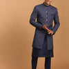Men's Black Georgette Straight Kurta and Patiala Set