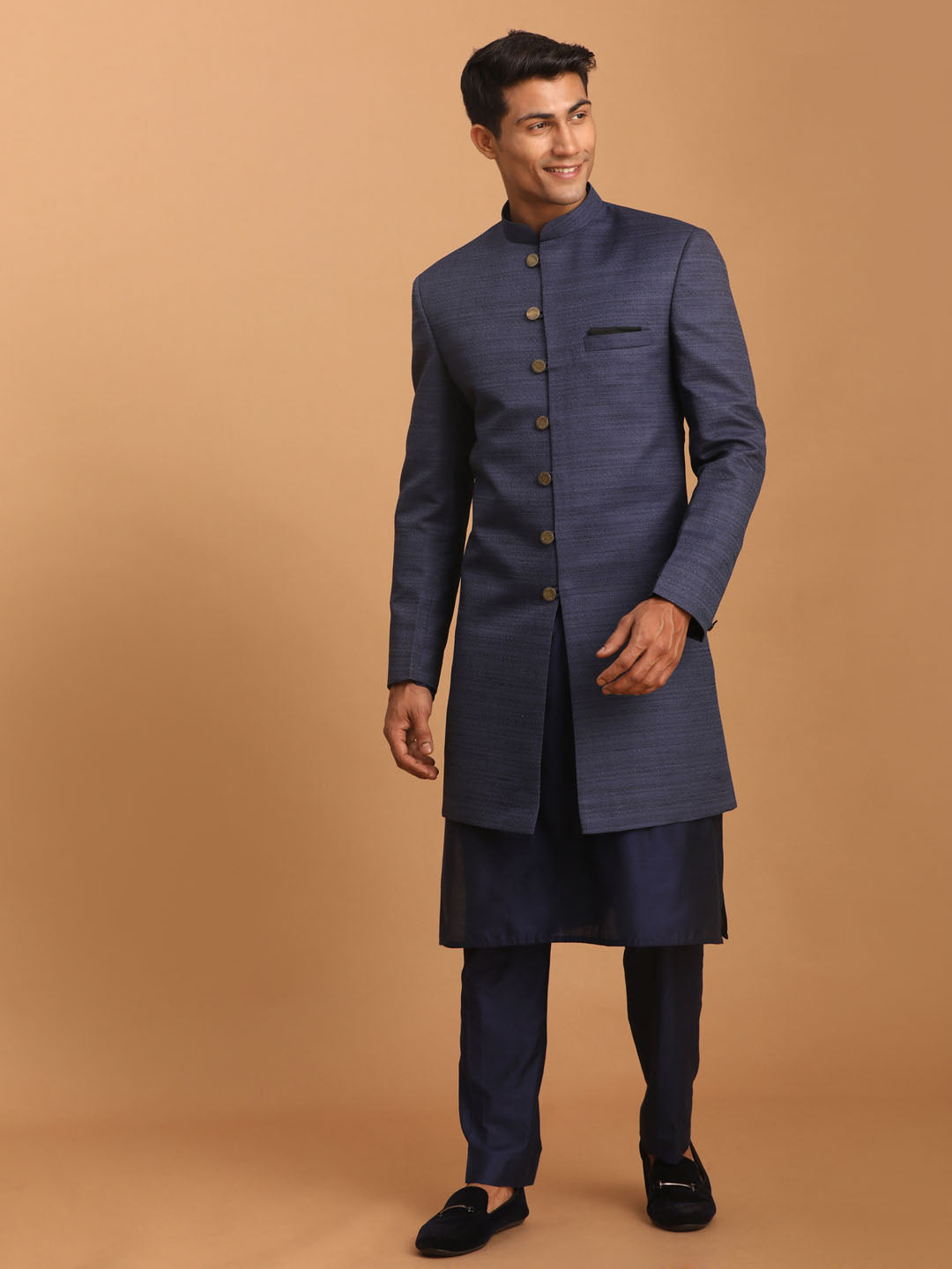 Men's Black Georgette Straight Kurta and Patiala Set
