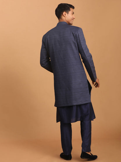 Men's Black Georgette Straight Kurta and Patiala Set
