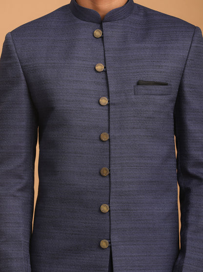 Men's Black Georgette Straight Kurta and Patiala Set