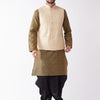 Men's Black Silk Blend Straight Jacket  Kurta and Dhoti Set