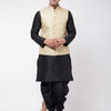 Men's Black Silk Blend Straight Jacket  Kurta and Dhoti Set