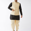 Men's Black Silk Blend Straight Jacket  Kurta and Dhoti Set