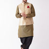 Men's Black Silk Blend Straight Jacket  Kurta and Dhoti Set