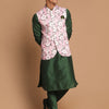 Men's Green Viscose Blend Straight Jacket  Kurta and Pyjama Set