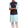 Men's Aqua Cotton Blend Straight Jacket  Kurta and Pyjama Set