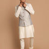 Men's Cream Viscose Straight Jacket  Kurta and Pyjama Set