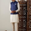 Men's Cream Viscose Straight Jacket  Kurta and Pyjama Set