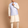Men's Cream Viscose Straight Jacket  Kurta and Pyjama Set