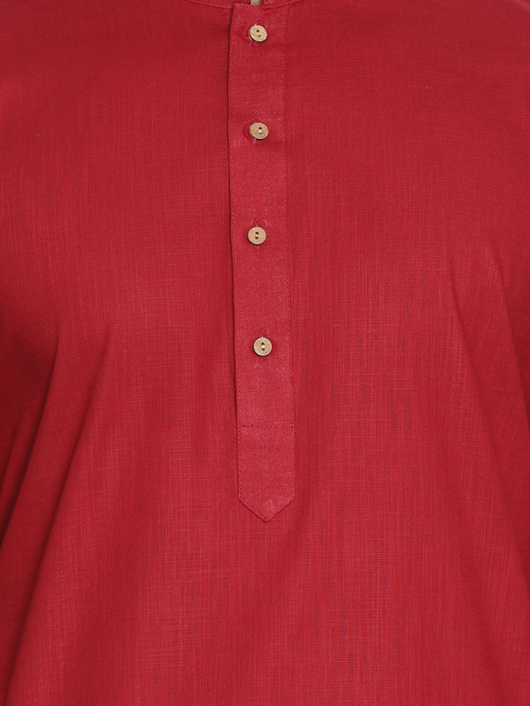Men's Maroon Cotton Blend Straight Jacket  Kurta and Pyjama Set