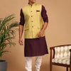 Men's Purple Cotton Blend Straight Jacket  Kurta and Pyjama Set