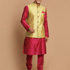 Men's Pink Viscose Straight Jacket  Kurta and Pyjama Set
