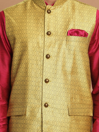 Men's Pink Viscose Straight Jacket  Kurta and Pyjama Set