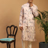 Men's MulticolorBasePeach Cotton Blend Straight Jacket  Kurta and Pyjama Set