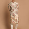 Men's Brown Silk Blend Straight Jacket  Kurta and Pyjama Set