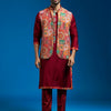 Men's Black Viscose Straight Jacket Kurta And Pyjama Set.
