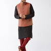 Men's Black Silk Blend Straight Jacket  Kurta and Pyjama Set