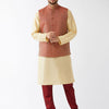 Men's Gold Silk Blend Straight Jacket  Kurta and Pyjama Set