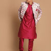 Men's Magenta Viscose Blend Straight Jacket  Kurta and Pyjama Set