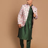 Men's Green Viscose Blend Straight Jacket  Kurta and Pyjama Set