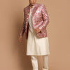 Men's Cream Viscose Straight Jacket  Kurta and Pyjama Set