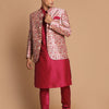 Men's Pink Viscose Blend Straight Jacket  Kurta and Pyjama Set