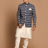 Men's Cream Viscose Straight Jacket  Kurta and Pyjama Set