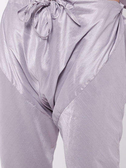 Men's Lavender Silk Blend Straight Kurta Pyjama Set