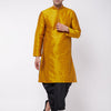 Men's Mustard Silk Blend Straight Kurta and Dhoti Set