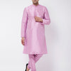 Men's Pink Silk Blend Straight Kurta Pyjama Set
