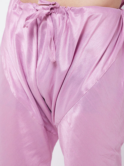 Men's Pink Silk Blend Straight Kurta Pyjama Set