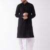 Men's Black Cotton Blend Straight Kurta and Dhoti Set