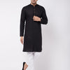 Men's Black Cotton Linen Straight Kurta Pyjama Set