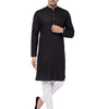 Men's Black Cotton Linen Straight Kurta Pyjama Set