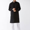Men's Black Cotton Linen Straight Kurta Pyjama Set
