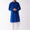 Men's Blue Cotton Blend Straight Kurta and Dhoti Set