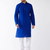Men's Blue Cotton Linen Straight Kurta Pyjama Set